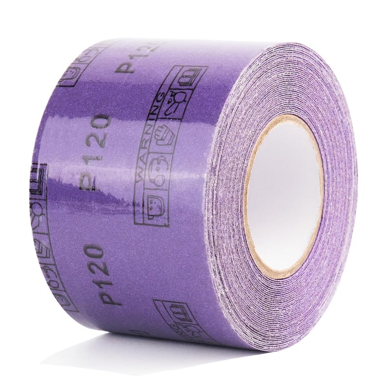 FASTPLUS 150 Grit PSA Purple Film Ceramic Sandpaper Roll, 2-3/4" Wide Continuous 10 Yard Longboard Sanding Roll Wet Dry Sanding Blocks Self Adhesive Sticky Back Sanding Sheets for Woodworking Automotive - Image 1